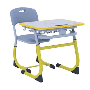 초등학교용 책상과 의자 세트 “SMARTY” 그레이/옐로우 컬러, 높이 조절이 가능한 학교 책상 세트 판매