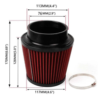 Filtre à air universel haute performance lavable et réutilisable en maille non tissée sèche pour moteur de moto de course et bateau rapide 76 mm 3 pouces