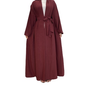 2023 Dubai Ramadan Collection ropa islámica de mujer-forro de satén sólido Jilbab Khimar bata musulmana vestido bordado perla - Product Image 1