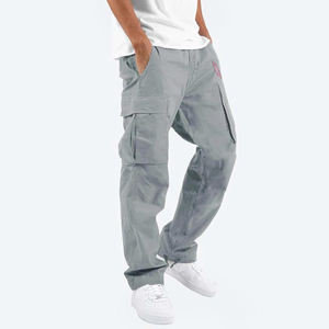 Pantalones Cargo para hombre al mejor precio con cintura media patrón recto diseño de estilo deportivo nueva lona de algodón en cintura alta - Product Image 1