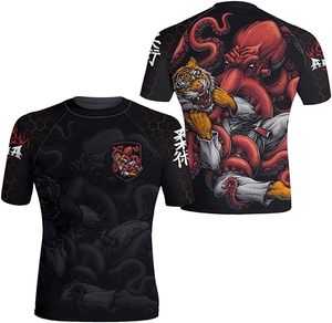 OEM personalizado de manga corta MMA Rashguard BJJ camisa transpirable de compresión para Grappling y No-Gi Jiu Jitsu práctica - Product Image 3