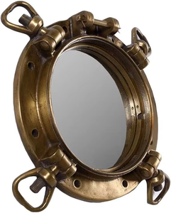 Nautical Tropical Imports WWII US Navy Maritime <b>Wall</b> Decor Antique Brass Porthole <b>Mirror</b> Metal Imported Handmade Polished - Product Image 6