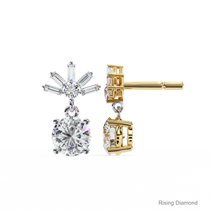 Pendientes colgantes de diamantes cultivados en laboratorio de corte redondo de 1,0 quilates, regalo de aniversario de oro blanco certificado CVD - Product Image 4