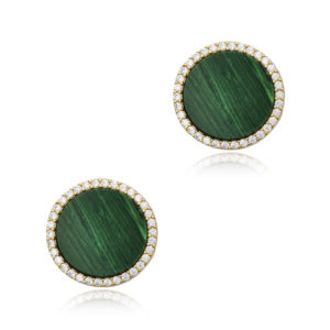 15 mm forme ronde charme Malachite CZ pierre 925 boucles d'oreilles en argent Sterling bijoux en gros turc fabriqué à la main - Product Image 3