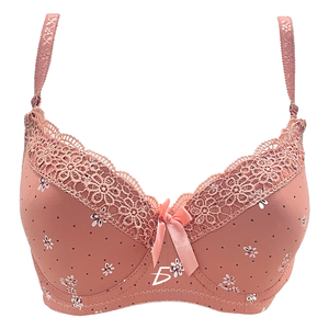 Soutien-gorge push-up sans armatures à bretelles réglables, motif floral en dentelle, fermeture avant, style romantique, en polyamide fin pour femme - Product Image 6