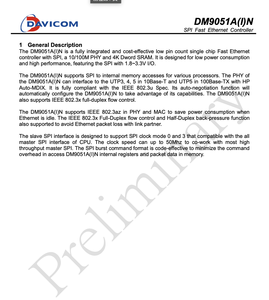 Davicom dm9051an 10/100 Mbps PHY SPI nhanh Ethernet điều khiển IC - Product Image 2