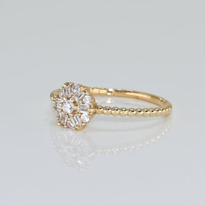 Elegante Anillo con Cuentas de 1.30 Quilates en Oro Sólido de 14K, Diseño Único Hecho a Mano, Joyería Fina con Diamantes para Boda o Compromiso - Product Image 4
