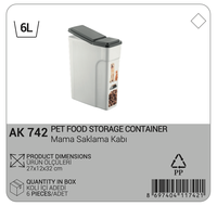 Afossa 6L Conteneur de stockage hermétique pour aliments pour animaux de compagnie en plastique PP écologique, design carré, logo personnalisé, bols, mangeoires, chiens, voyage