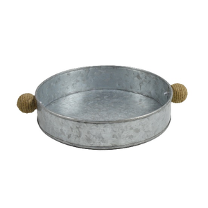 Bandeja DE SERVICIO DE METAL galvanizada plana redonda más vendida con mango de bola de cuerda para uso doméstico - Product Image 1