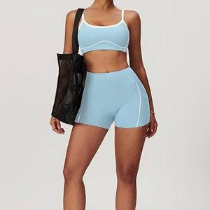 Ensemble de yoga pour femmes Bretelles convertibles Encolure carrée Dos nu Polyester/coton Respirant Séchage rapide Écologique Utilisation en extérieur - Product Image 5