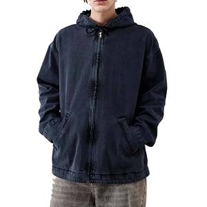 Veste à capuche streetwear personnalisée pour hommes nouveau design hiver à la mode 100% coton denim motif uni avec fermeture éclair - Product Image 6