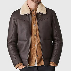 Manteau aviateur en fourrure de mouton imperméable de haute qualité, nouveau design, vente en gros, meilleur modèle 2025, style d'hiver avec rembourrage en peau de mouton, pour hommes - Product Image 5