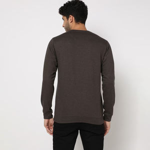 Men's High Quality Cotton Pullover Hoodie Solid Thin Neck Fleece <b>Sweater</b> Loose <b>Crewneck</b> Design for Winter Convenience - Product Image 4