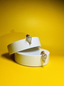 Lujo 14K oro rosa hermoso pendiente de gota Natural H I redondo brillante corte diamante pendientes SI3 I1 proveedor mayorista - Product Image 5