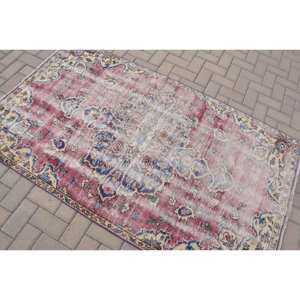 พรมตุรกีโบราณคลาสสิกขนาด3.8x6.7ฟุตสีแดงเบจเย็บปะติดปะต่อวัสดุขนสัตว์ยางขนาด10มม. สำหรับตกแต่งห้องนั่งเล่น - Product Image 4