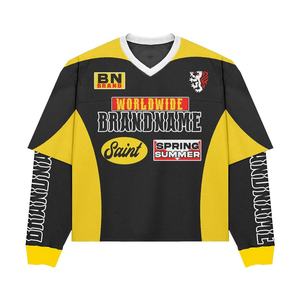 เสื้อยืดสเวตเตอร์แขนสองชั้นสำหรับผู้ชายเสื้อแฟชั่นผ้าคอตตอนพิมพ์ลายออกแบบได้ตามต้องการ - Product Image 5