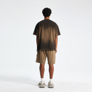 Venta caliente verano 180gsm 100% algodón tejido ácido lavado cera impreso corte Retro Regular Fit Casual hombres camisetas diseño único - Product Image 6