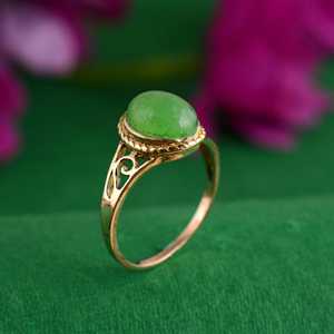 Prehnite Vintage Brass <b>Ring</b> Gold Plated Classic <b>Statement</b> Wholesale <b>Ring</b> For Women - Product Image 5