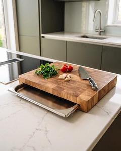 Planche à découper rectangulaire en bois d'acacia de qualité supérieure, fabriquée à la main, durable, épaisseur 1,2 cm, passe au lave-vaisselle, pour la maison et les restaurants - Product Image 3