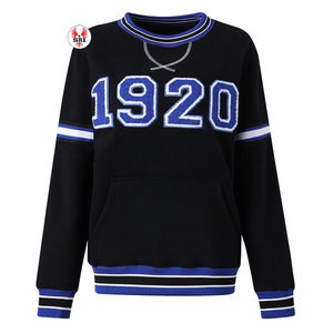 Sudadera con capucha azul Zeta Phi Beta con algodón suave y letras de chenilla para miembros de la Hermandad Ropa griega unisex con estilo - Product Image 4