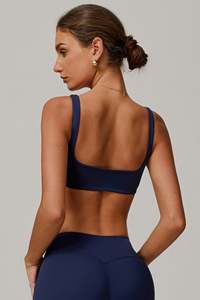 Sujetador deportivo Maeve azul marino de alta calidad elegante escote cuadrado y espalda transpirable secado rápido alto impacto mujeres gimnasio Fitness Sujetador deportivo - Product Image 5
