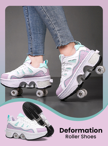 Nuove Scarpe con Rotelle a Doppia Fila 2026 con Ruote Deformabili, Scarpe con <span class=keywords><strong>4</strong></span> Ruote Retrattili, Scarpe da Pattinaggio a Rotelle per Adulti - Product Image 3