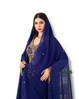 Robe longue en mousseline de soie pour femme de Dubaï, à manches longues, ornée de perles, de broderies en cristal et de sequins, unie, modeste, non tissée, écologique, longueur ras du sol