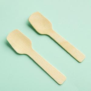 Cuillère jetable en bois de Magnolia Conifera de 95 mm, prix d'usine en gros, écologique, légère, pour gâteaux, pique-niques et fêtes - Product Image 1