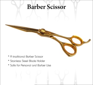 Ciseaux de barbier de haute qualité en acier inoxydable plaqué or, pour droitiers, non pliables, lame tranchante, pointe pour salon de beauté - Personnalisé - Product Image 2