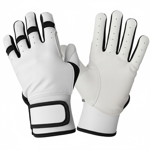 Guantes de Bateo de Béisbol Profesionales de Cuero Duradero, Azul Oscuro y Blanco, Ligeros, Transpirables, Colores y Tamaños Personalizados para Entrenamiento - Product Image 6
