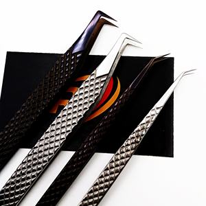 Pince à épiler en acier inoxydable avec poignée en diamant durable, écologique, finition noire plasma argentée, pointe en fibre pour extensions de cils - Product Image 6