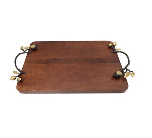 Bandeja de servicio de decoración de madera respetuosa con el medio ambiente al por mayor con asas para uso en fiestas de hotel en casa restaurante. - Product Image 2