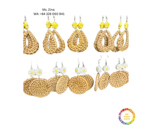 Pendientes de ratán de estilo moderno, aspecto Vintage para eventos especiales y celebraciones, hechos en Vietnam - Product Image 1