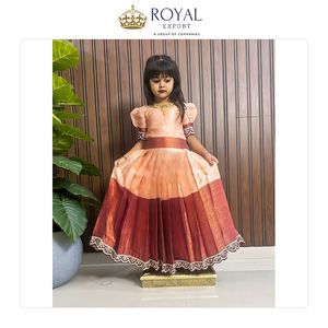 Dernière collection de vêtements indiens pour enfants Kanjivaram Silk Lehenga Choli pour mariage - Product Image 2