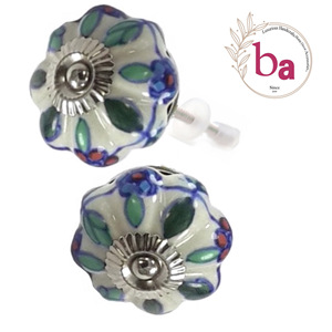 Perillas de cajón de armario de flores de melón de cerámica hechas a mano para cocina, dormitorio, baño, sala de estar, gimnasio, Hotel y almacén al aire libre-CK 228 - Product Image 1