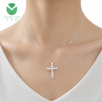 Collier en or massif 18 carats avec diamant de laboratoire DEF VVS HTHP CVD taille brillant rond, pendentif croix pour cadeau de bijoux religieux