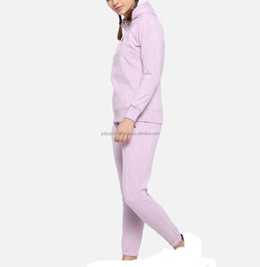 ชุดวอร์ม2ชิ้นสำหรับผู้หญิงเสื้อครอปมีฮู้ดเปิดไหล่ตกโลโก้ออกแบบได้ตามต้องการมีสไตล์ใหม่ - Product Image 3