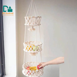 Cesta de Almacenamiento Colgante Multifuncional de Mimbre Tejido a Mano de 3 Niveles, Ecológica, para Macetas, Mercado Europeo - Product Image 4