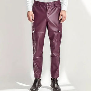 2025 hommes véritable cuir de vachette pantalon Cargo matelassé panneau culotte pantalon en cuir véritable pantalon pour hommes OEM ODM entretenu - Product Image 4