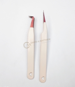 Pinces à cils les plus vendues, pinces à pointe en fibre, couleur rose et blanche, pinces à cils en acier inoxydable pour les cils - Product Image 5