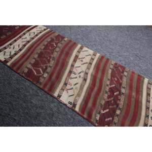 พรมวินเทจตุรกี ขนาด 3.1x11.3 ฟุต พรมลายเรขาคณิตสีรุ้ง - Product Image 3