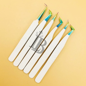 Pince à cils blanche pour extensions de cils en vison, haute qualité, manche lisse, pince souple, pour cils plats, forte demande - Product Image 2