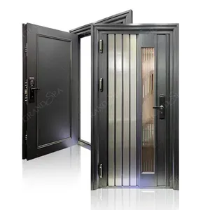 Modern apartment main door mirror glass design residential exterior security 304 stainless steel doors entry home