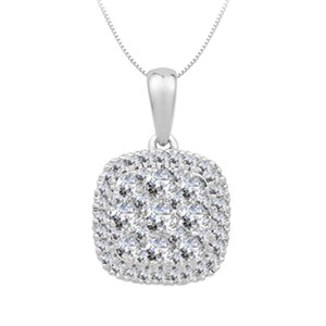 Colgante de Diamantes Redondos en Racimo de 0.50 Ct, Color F-G, Claridad VS, Diamantes Cultivados en Laboratorio, en Platino, para Fiestas, Forma Cojín - Product Image 1