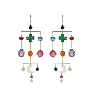 Classique plaqué or 925 argent Sterling lunette ensemble multicolore pierres précieuses boucles d'oreilles pour les femmes pour les mariages fêtes grand cadeau - Product Image 6