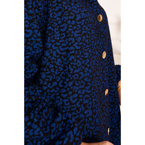 หมวกแคชเมียร์ลายเสือดาว Saks พร้อมกระดุมปิด - Product Image 3
