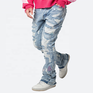 กางเกงยีนส์ขายาวสำหรับผู้ชายกางเกงยีนส์ขายาวแบบเรียบย้อนยุค - Product Image 2