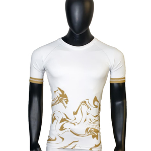 Custom manga corta UPF 50 + Rash Guard al por mayor sublimación impresa BJJ MMA Top de compresión para Surf Swim Jiujitsu transpirable - Product Image 1