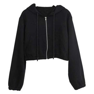 Women's Winter <b>Zip</b>-<b>Up</b> <b>Hoodies</b> Long Sleeve <b>Crop</b> Top Sweatshirt Casual Lightweight Breathable Corduroy Outerwear - Product Image 4