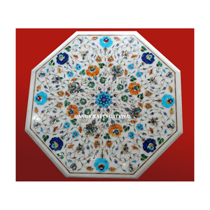 Nueva mesa con incrustaciones de mármol blanco antiguo de alta calidad, calidad de exportación fina Multicolor para productos decorativos de oficina y hogar - Product Image 1